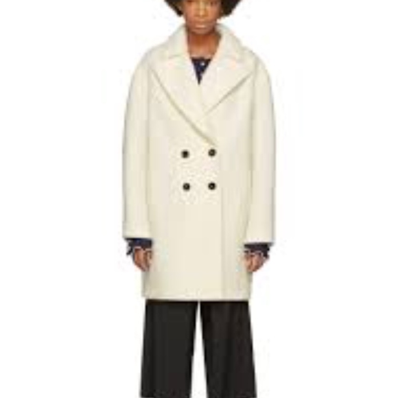 Carven White Wool-blend Bouclé Coat NWT - Picture 2 of 8